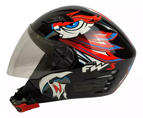 CAPACETE FW3 X OPEN EAGLE VERMELHO COM AZUL
