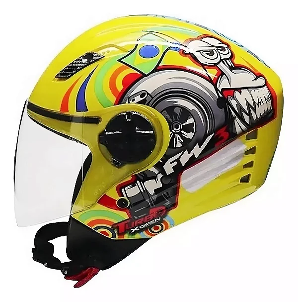 CAPACETE FW3 X OPEN TURBO AMARELO BRILHANTE