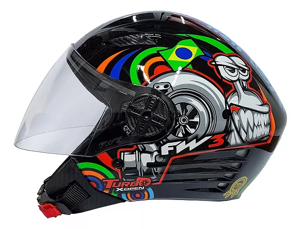 CAPACETE FW3 X OPEN TURBO PRETO BRILHANTE