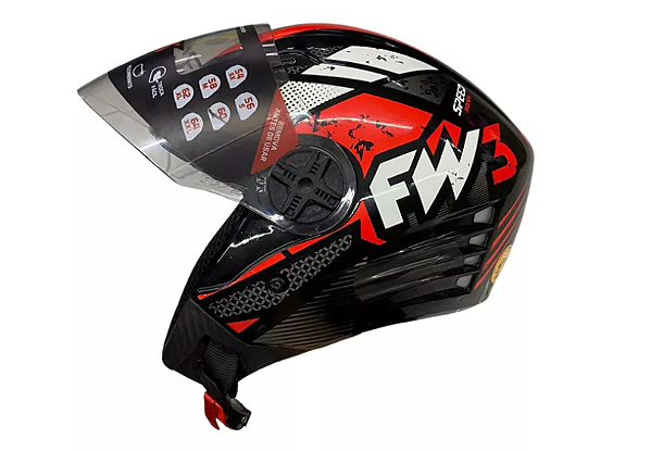 CAPACETE FW3 X OPEN SPEED PRETO COM VERMELHO