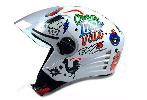 CAPACETE FW3 X OPEN STICKERS BRANCO