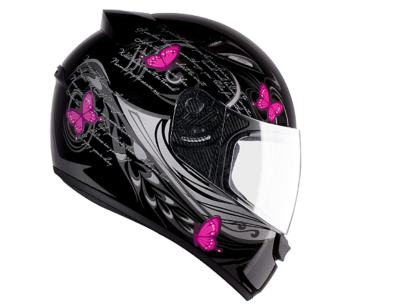CAPACETE EBF SPARK BORBOLETA PRETO ROSA