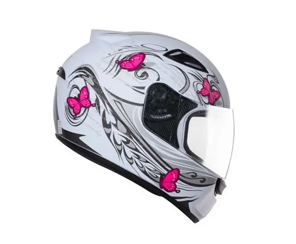 CAPACETE EBF  SPARK BORBOLETA BRANCO ROSA