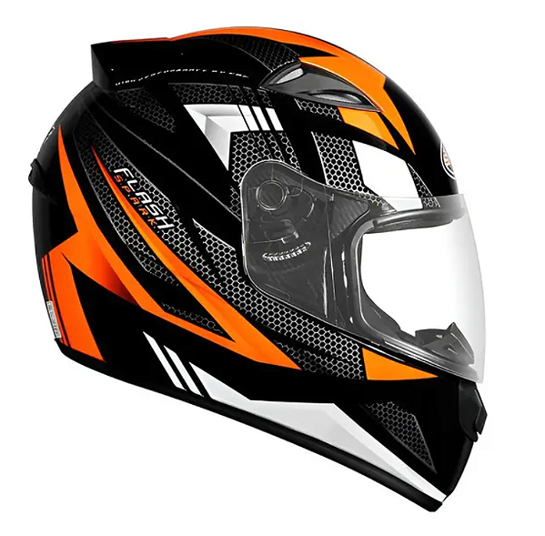 CAPACETE EBF SPARK FLASH PRETO LARANJA