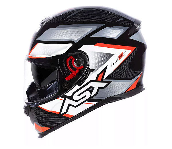 CAPACETE ASX EAGLE SV FAST BRILHO PRETO/CINZA/VERMELHO
