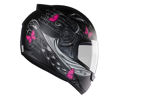 CAPACETE EBF SPARK BORBOLETA PRETO FOSCO