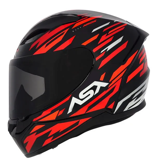 CAPACETE ASX CITY ARROW BRILHO PRETO/VERMELHO/BRANCO