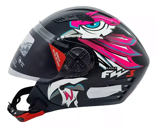 CAPACETE FW3 X OPEN EAGLE ROSA COM AZUL