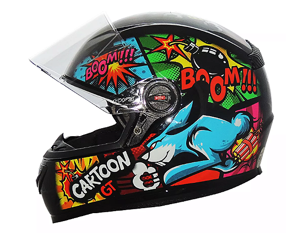 CAPACETE FW3 GT CARTOON PRETO BRILHANTE