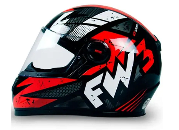 CAPACETE FW3 GTN SPEED PRETO COM VERMELHO