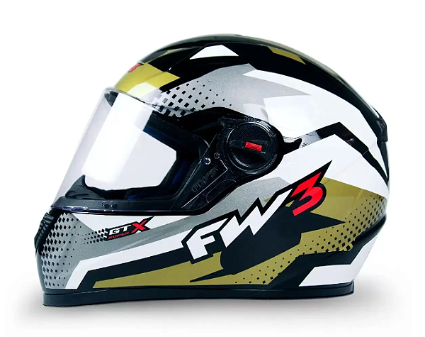 CAPACETE FW3 GTN SUPER DOURADO COM CINZA E BRANCO