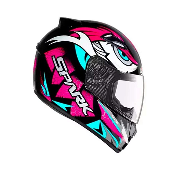 CAPACETE EBF SPARK DRAGON PRETO FOSCO ROSA