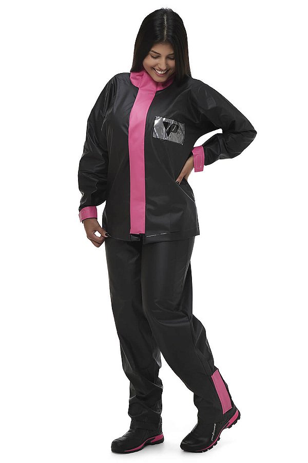 CAPA DE CHUVA FEMININO PTO/ROSA PANTANEIRO