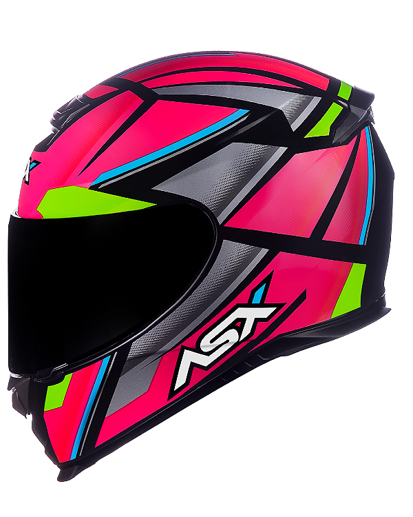 CAPACETE ASX EAGLE EXPLORER BRILHO PRETO/ROSA/PRATA