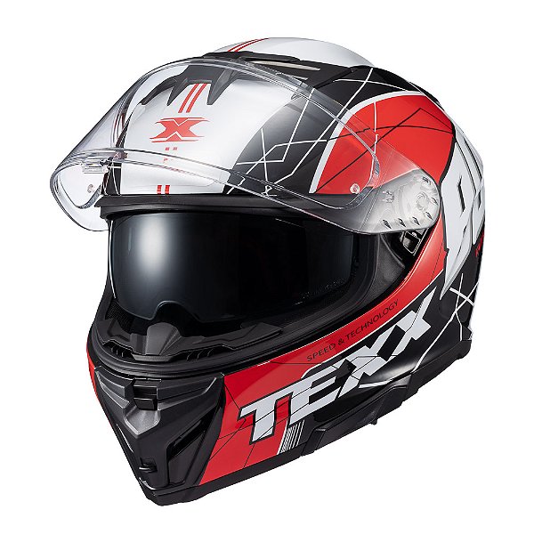 CAPACETE TEXX FECHA KAIMAN VECTOR VERM PRET BRANC BRILO