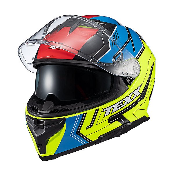 CAPACETE TEXX FECHA KAIMAN TEASER VERD PRET AZU VERM BRIL