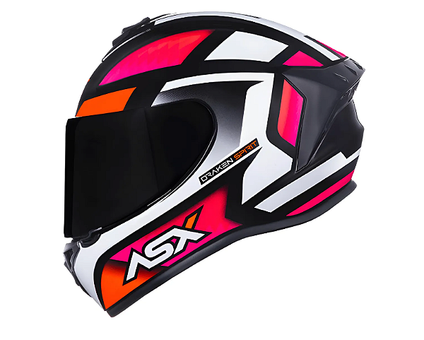 CAPACETE ASX DRAKEN SPIRIT BRILHO PRETO/ROSA/BRANCO