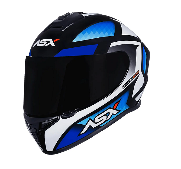 CAPACETE ASX DRAKEN SPIRIT BRILHO PRETO/AZUL/BRANCO