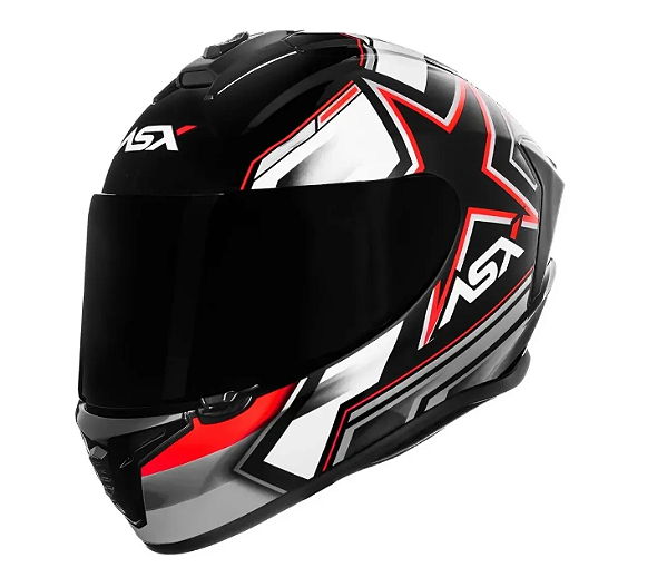 CAPACETE ASX DRAKEN PILOT BRILHO PRETO/BRANCO/VERMELHO 56/S