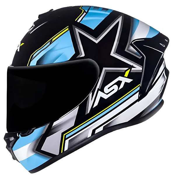 CAPACETE ASX DRAKEN PILOT BRILHO PRETO/AZUL/AMARELO