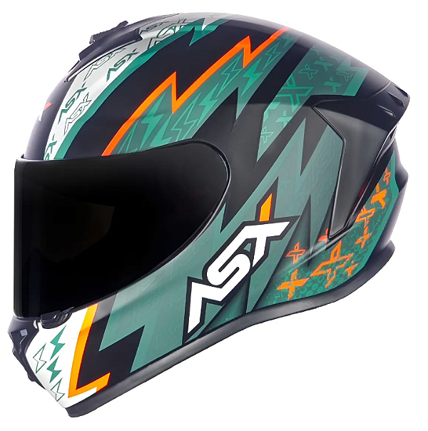 CAPACETE ASX DRAKEN THUNDER FOSCO PRETO/VERDE/LARANJA
