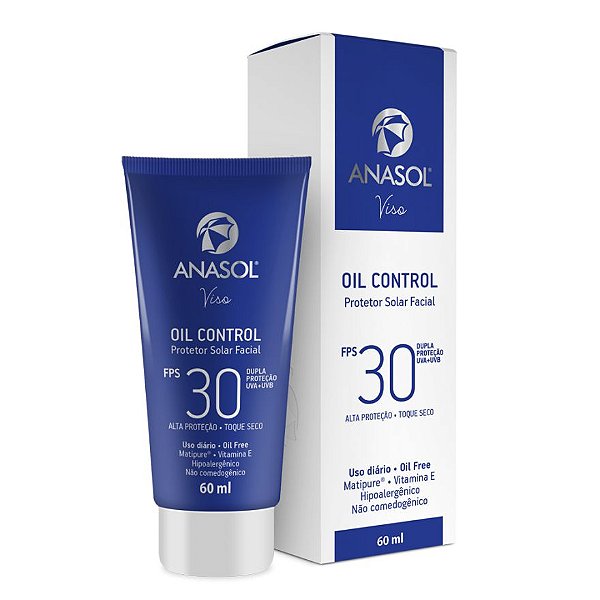 Protetor Solar Facial Oil Control Fps 30 Anasol Vegano 60ml