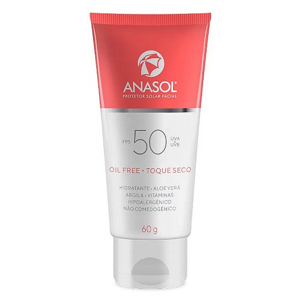 Protetor Solar Facial Anasol Fps 50 Toque Seco Com Argila - 60g