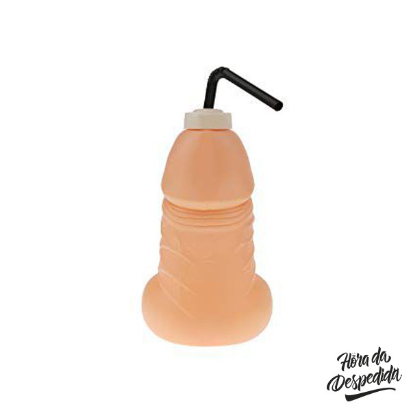 Garrafa Divertida em Formato de Pênis com Canudo