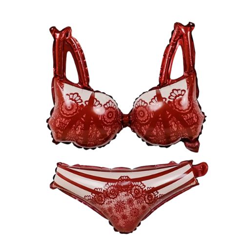 Kit Balão Metalizado Lingerie Vermelho — Sutiã e Calcinha (2 peças)
