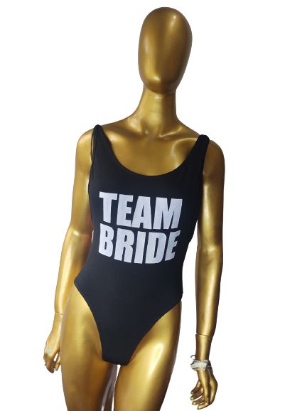 Body Tradicional Team Bride Preto Escrito em Branco Outlet