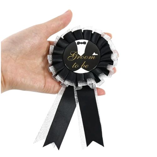 Botton "Groom to be" — Preto e Prata para noivo