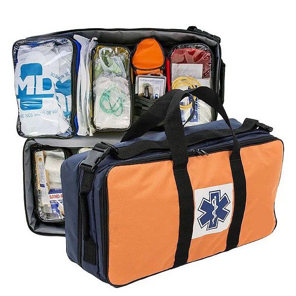 BOLSA RESGATE AZUL E LARANJA TAM M – COMPLETA