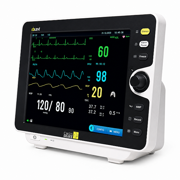 MONITOR DE SINAIS LEVI 12" - (ECG, SPO2, RESP, PNI E TEMP ) PRÉ CONFIGURADO