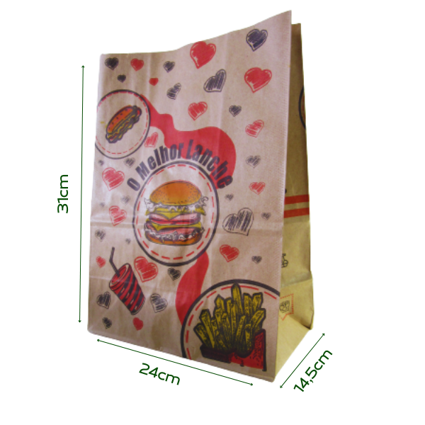Saco Kraft Melhor Lanche 24x14,5x31 70g
