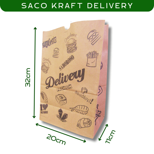 Saco Kraft Delivery 20x11x32 70g