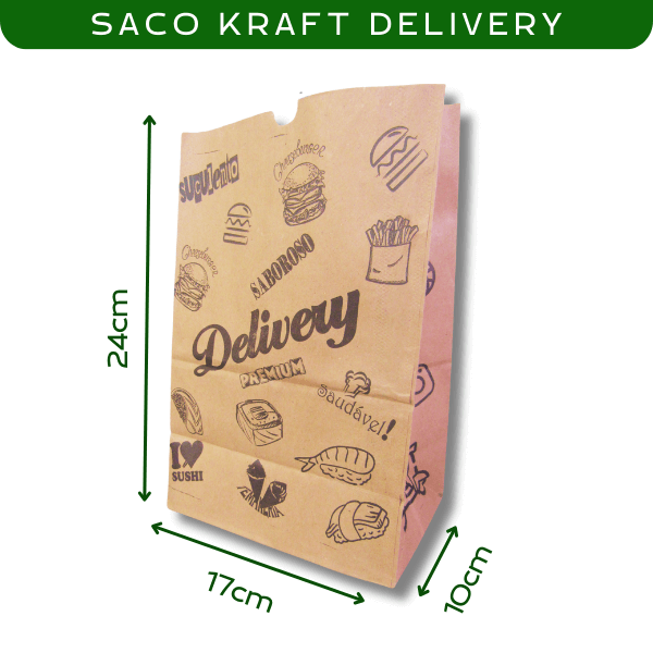 Saco Kraft Delivery 17x10x24 70g