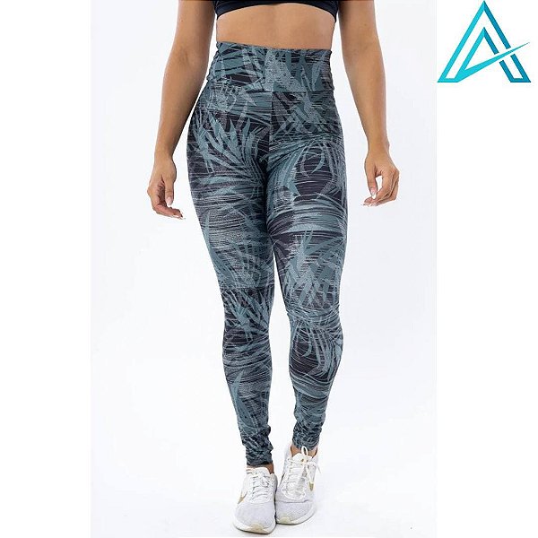 Calça Legging UC Choices Estampa Digital Folhas Cinza