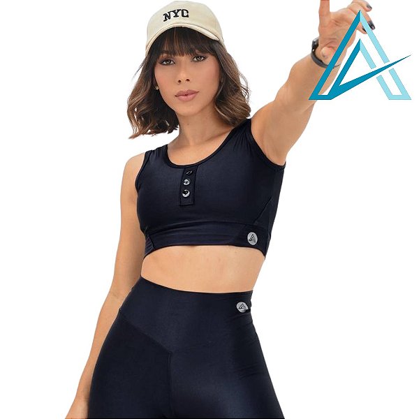 Conjunto Use Aptitude Choices Wonder Top Botões Preta