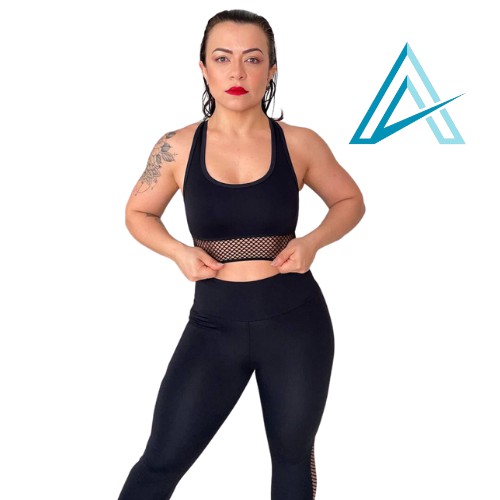 Conjunto Use Aptitude Limited Up Top Arrastão Cruzadas Costas Preto
