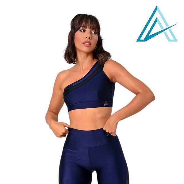 Conjunto Use Aptitude Attack Top Nula Manga Trilobal Calça Recorte Lateral Preto Azul Marinho