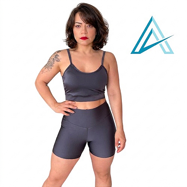 Conjunto Use Aptitude Limited Trilobal Top Alcinha Short Cinza Grafite