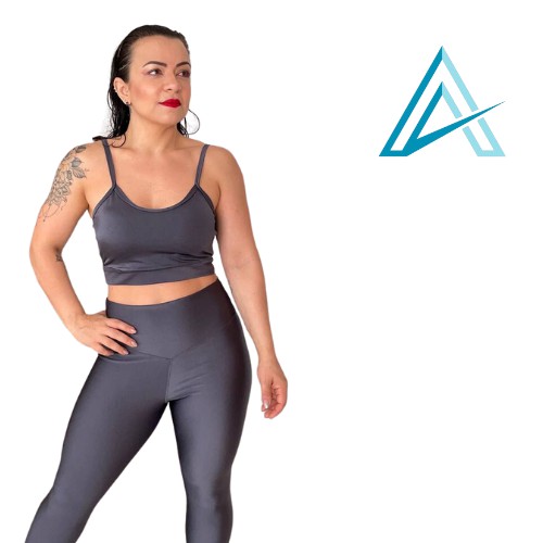 Conjunto Use Aptitude Limited Trilobal Top Alcinha Calça Cinza Grafite