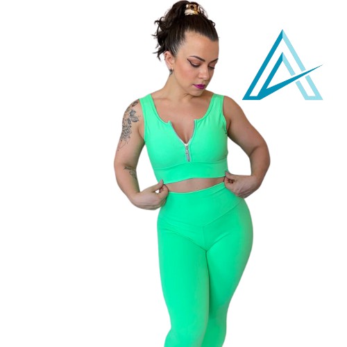 Conjunto Use Aptitude Limited Nakay Top Zíper Calça Verde Drink