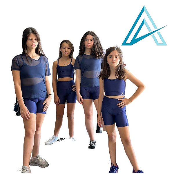Conjunto Use Aptitude Teen Top Alcinha Wonder Short Azul Marinho