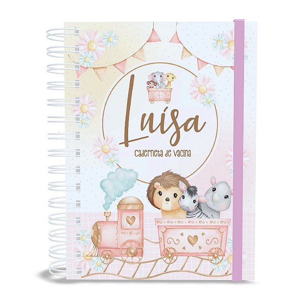 Caderneta de Saúde A5 Personalizada Safari Trenzinho Menina