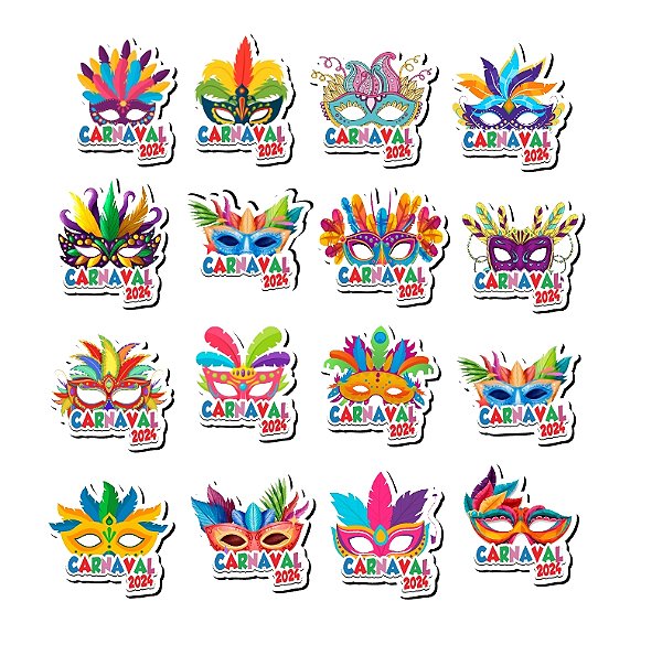 100 Apliques para Laços e Gravatinhas Pet - Tema Carnaval Máscaras 2025