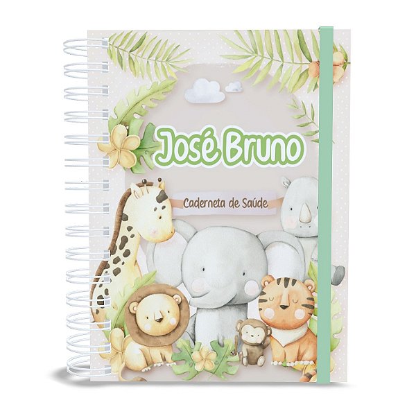 Caderneta de Saúde A5 Personalizada Safari Animais Menino