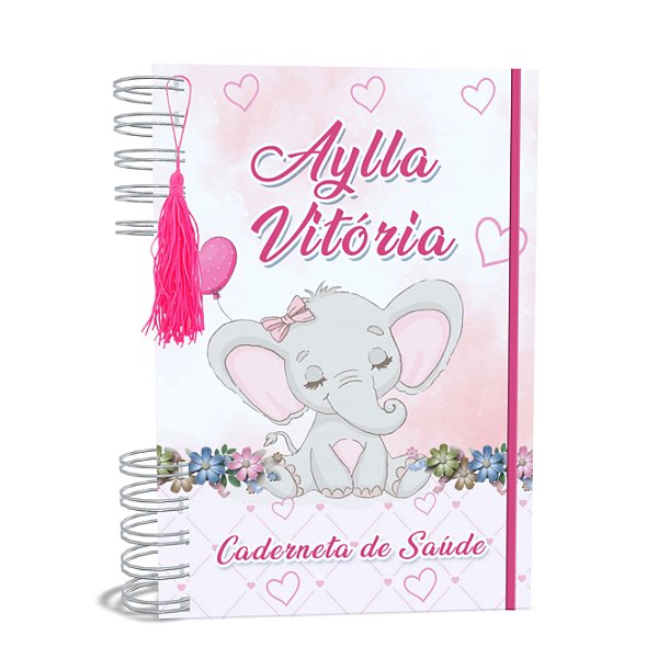 Caderneta de Saúde A5 Personalizada Elefantinha Menina