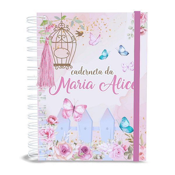 Caderneta de Saúde A5 Personalizada Jardim das Borboletas Menina