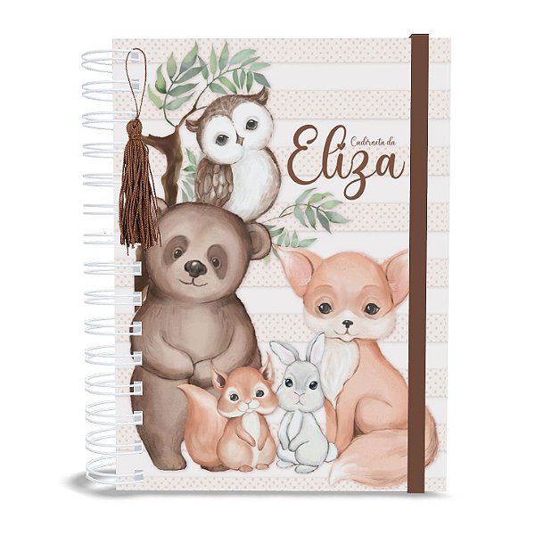 Caderneta de Saúde A5 Personalizada Safari Animais Aquarela Unissex